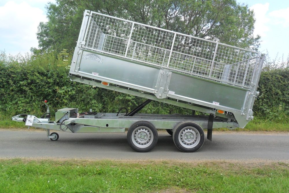 Tipping Trailer - TP105 Tipper with Cage Extensions Tipped Up