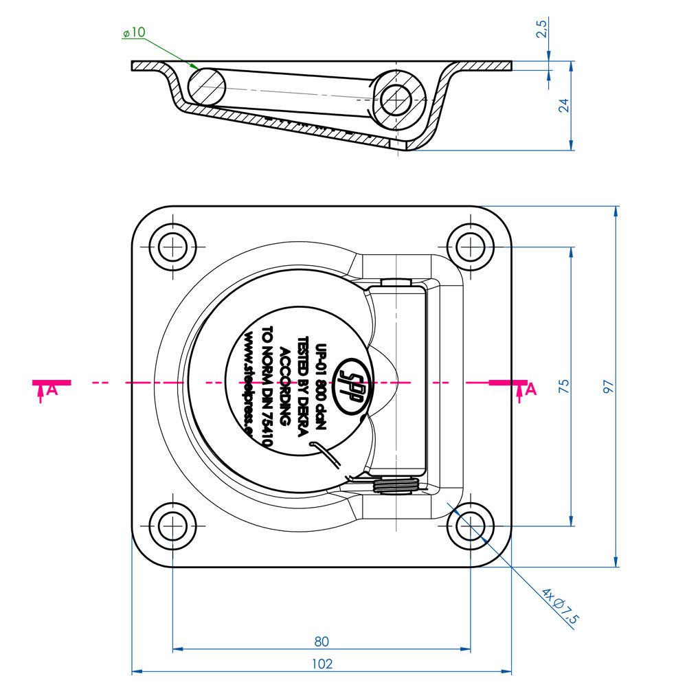 Recessed Fit Lashing Ring Trailer Tie Down Drawing