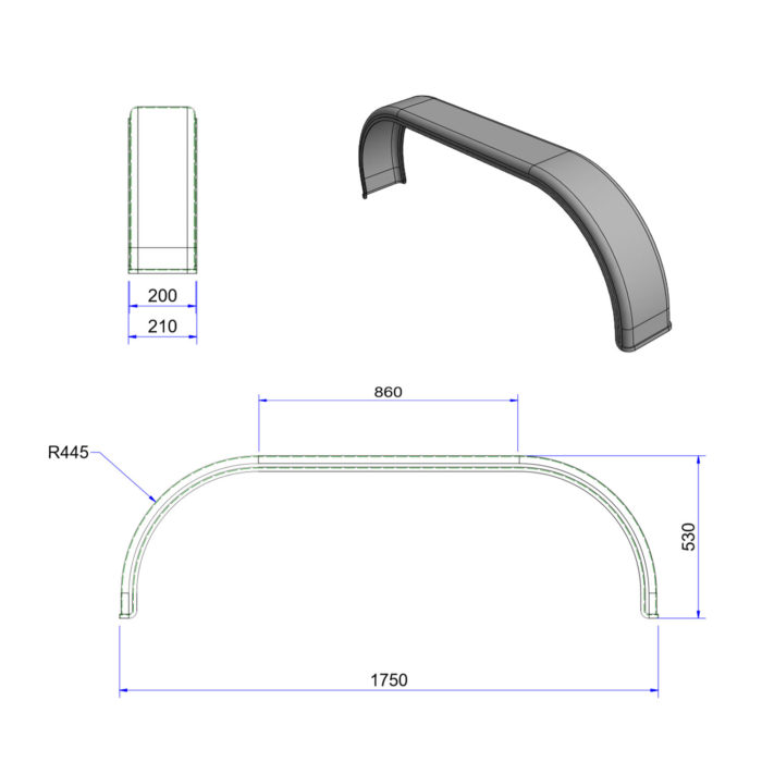 Pair of Tandem 16inch Wheel Mudguards Edwards Trailers