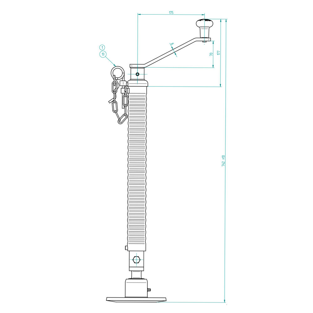 Knott 48mm Prop Stand drawing telescopic