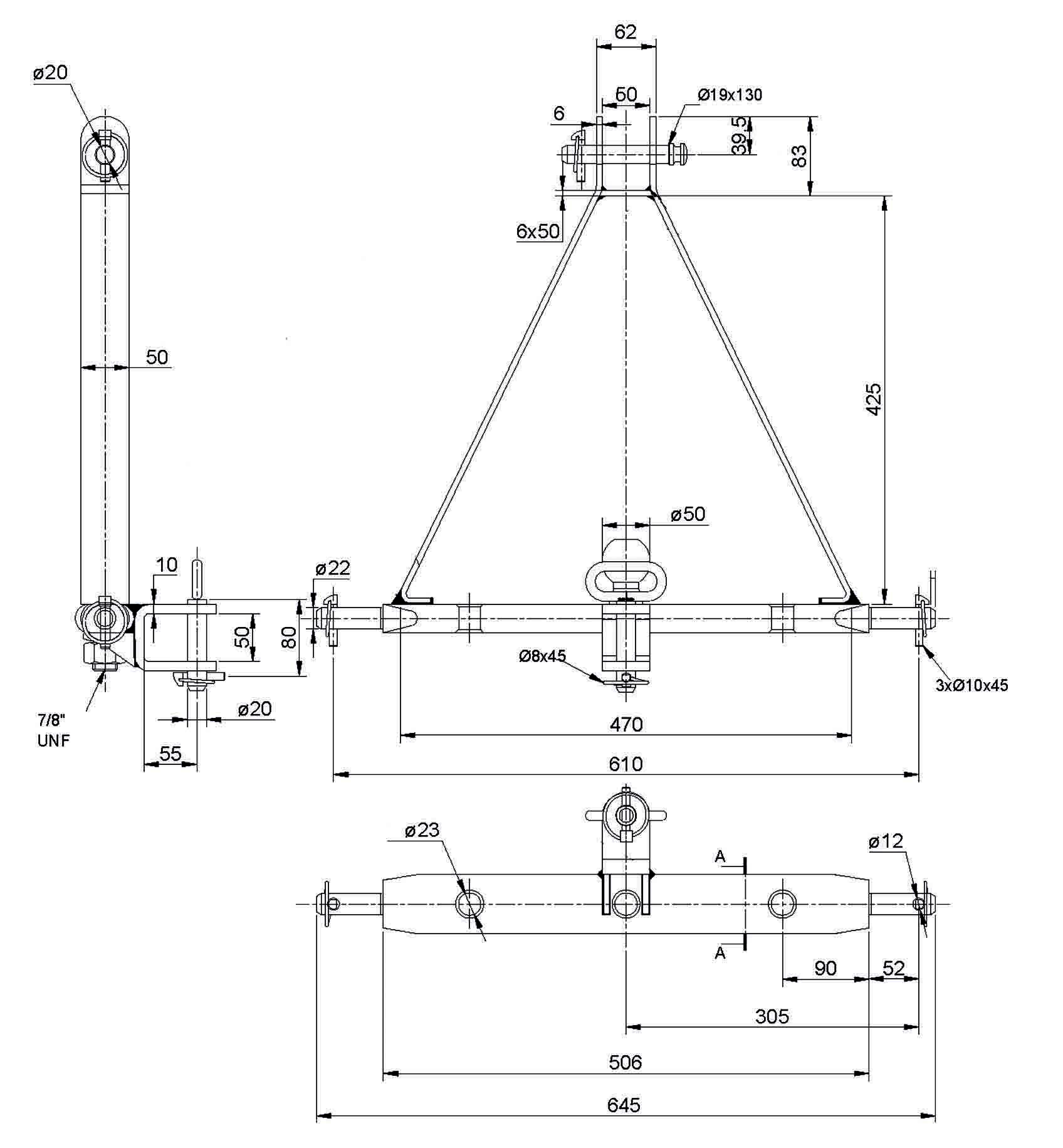 Tractor Cat 1 Hitch Assembly 3 Point Linkage Edwards Trailers