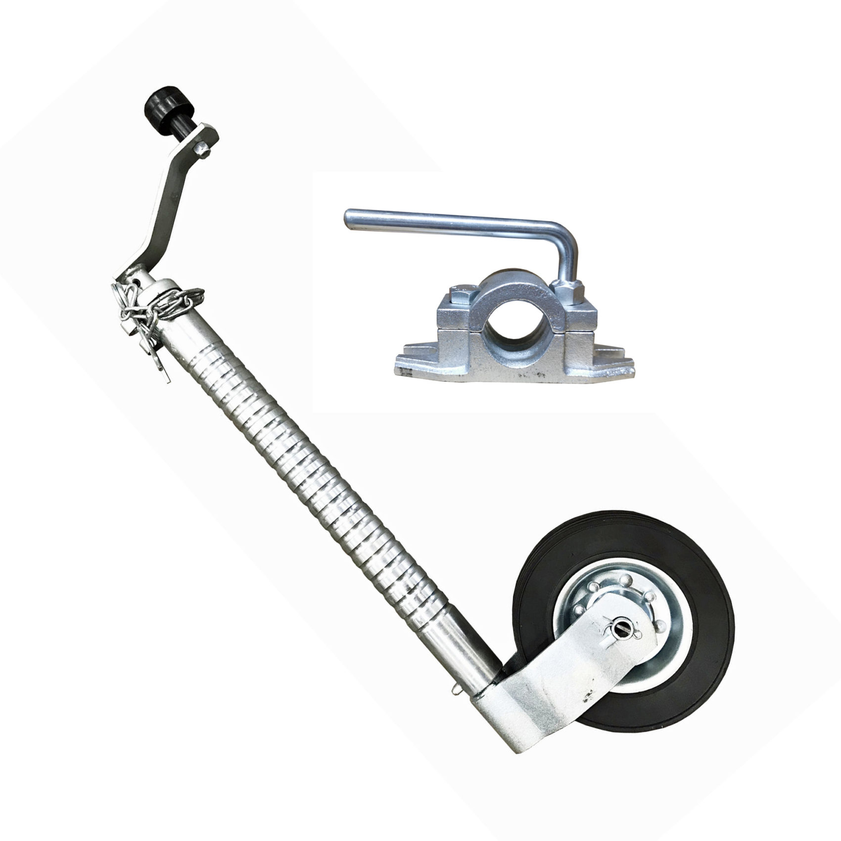 48mm Ribbed Jockey Wheel & Cast Clamp Edwards Trailers